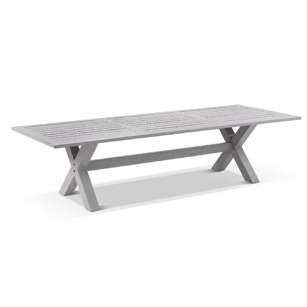 Aged Teak look Tahitian 3m Aluminium Dining Setting with Benches - Outdoor Aluminium Dining Settings