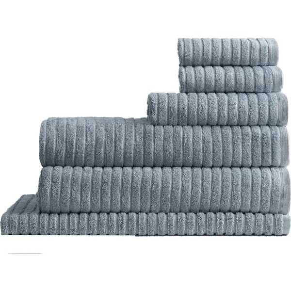 6pc Canningvale Alessia Cotton Bamboo Quick Drying Rib Towel Set Fresco Blue