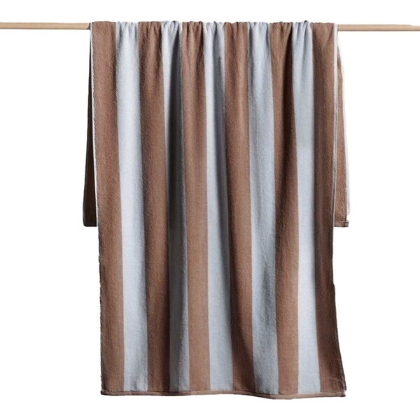 Canningvale Striped Cabana Cotton Terry Beach Quick-Drying Soft Towel Nutmeg