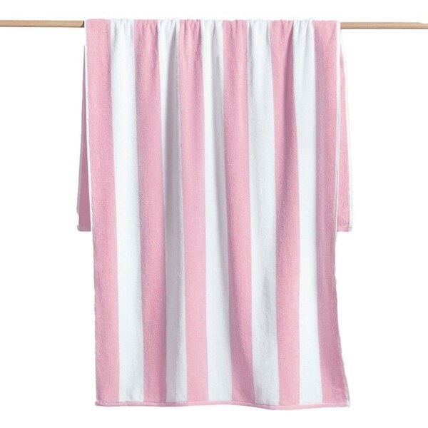 Canningvale Striped Cabana Cotton Terry Beach Durable Quick-Drying Towel Pink