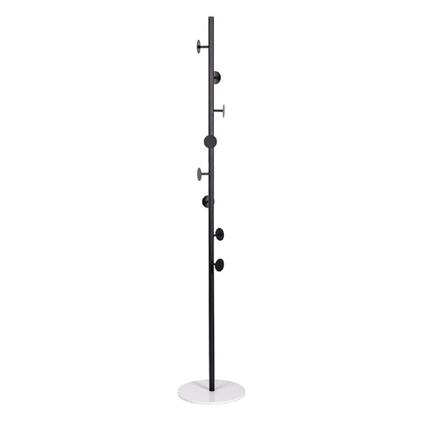 Metal Coat Rack Stand with Natural Marble Base,Free Standing Hall Tree, Home Entry-way Hat Hanger Organizer-Black