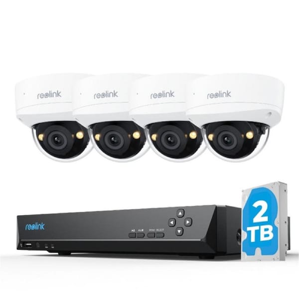 Reolink RLK8-1200V4 - 12MP UHD IK10 PoE Security System with Spotlight Color Night Vision and 145 Wide Viewing Angle, 8-Channel NVR with 2TB HDD, IP67