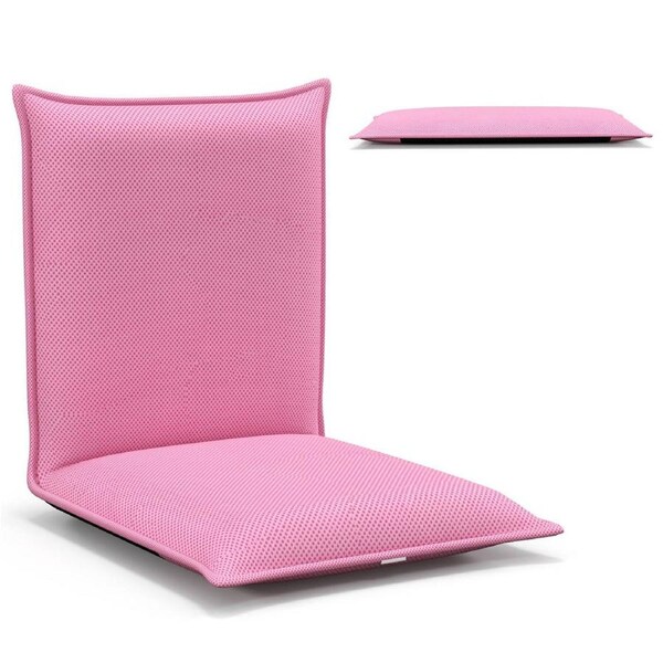 Costway Lazy Sofa Bed Floor Chair Foldable Floor Chair w/Reclining Function Pink