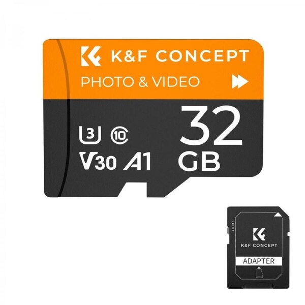 K&F Concept 32GB U3/V30/A1 Micro SD Card with Adapter