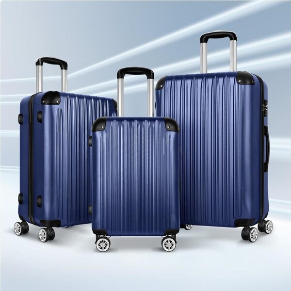 ALFORDSON Luggage 3PCS Suitcase Sets Trolley TSA Carry on Hard Case Navy