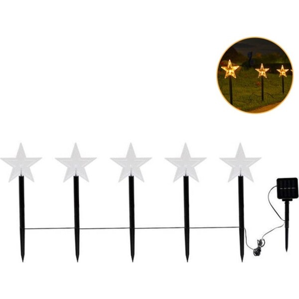 Catzon 5 Pcs Christmas Solar Pathway Lights with Stake for Garden Decor-Star