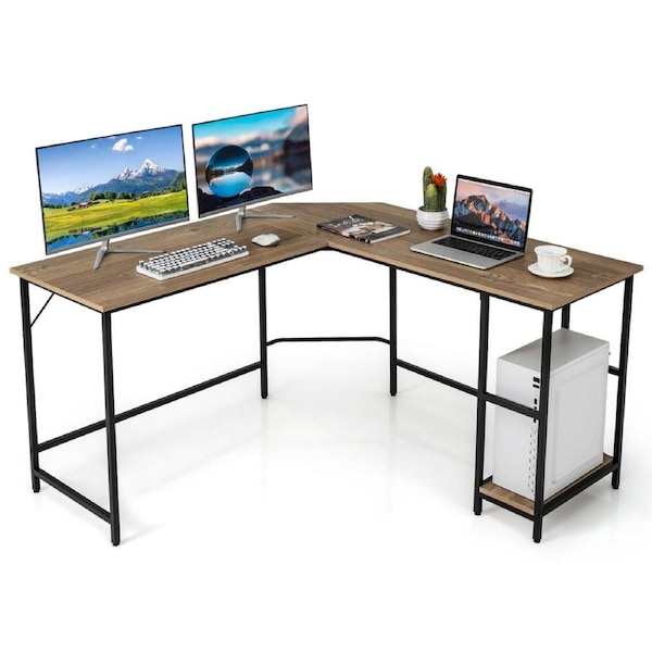 Costway L-Shaped Computer Desk Home Office PC Laptop Study Workstation Corner Desk