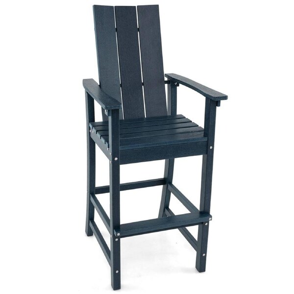 Costway Tall Adirondack Chair Outdoor Bar Stool Patio Bistro Chair Backyard & Garden Navy