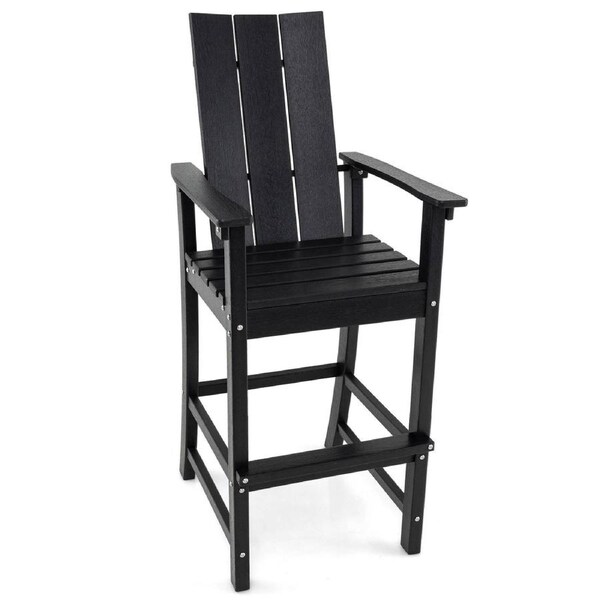 Costway Tall Adirondack Chair Outdoor Bar Stool Patio Bistro Chair Backyard & Garden Black