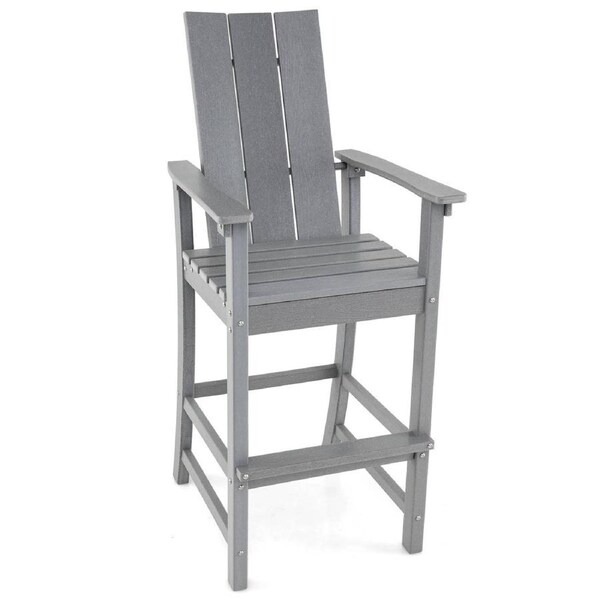 Costway Tall Adirondack Chair Outdoor Bar Stool Patio Bistro Chair Backyard & Garden Grey