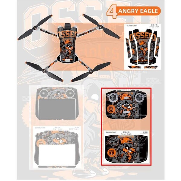Sunnylife Skin Sticker for Mini 3 (Drone+RC-N1 Remote) Angry Eagle