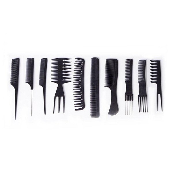 10PCS Hair Styling Cutting Comb Set Plastic Pointed Tail Comb with Steel Needle