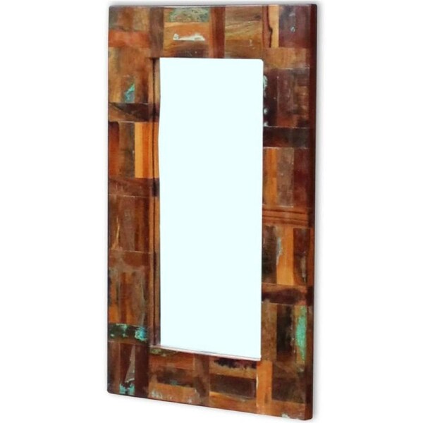 Rectangle Handmade Reclaimed Wood Timber Wall Makeup Hall Mirror Home Decor