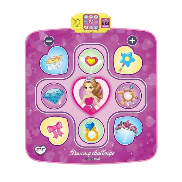 Kids Dance Mat Game Pad Dancer Step Musical Sense Light Up Dancing Challenge Adjustable Volume Yoga Activity Centre Electric 98x86.5cm Girls Cartoon