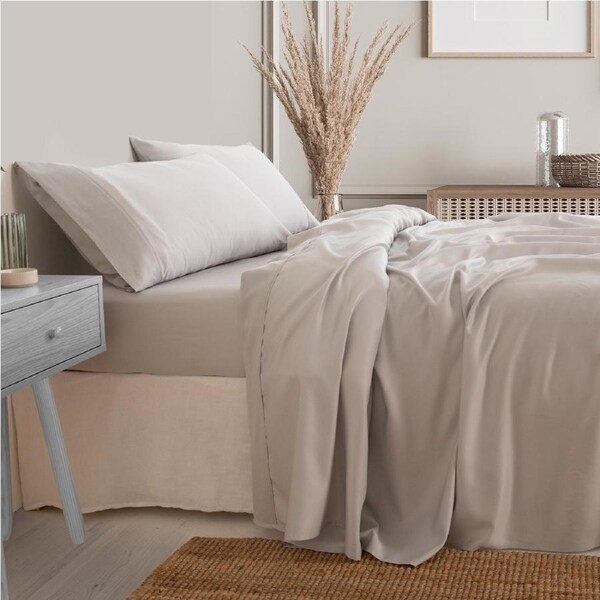 Royal Comfort 3000 Thread Count Bamboo Cooling Sheet Set Soft Touch Bedding Mid Grey / King