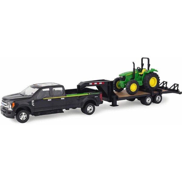 John Deere - 1:32 Scale 5075e Tractor W/ Ford F-350 Pickup And 5th Wheel Trailer - Tomy