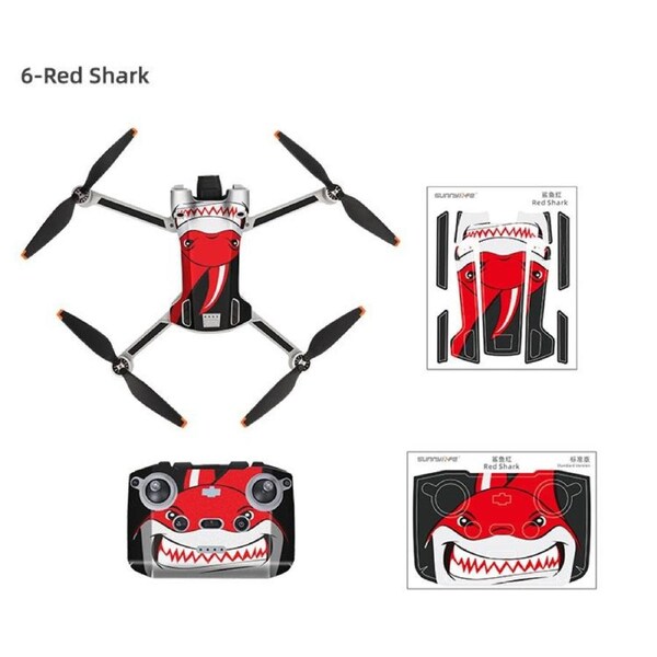 Sunnylife Skin Sticker for DJI Mini 3 Pro (RC-N1 RC Version)(Red Shark)