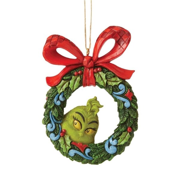 Grinch by Jim Shore - Grinch Christmas Wreath - Hanging Ornament 9cm
