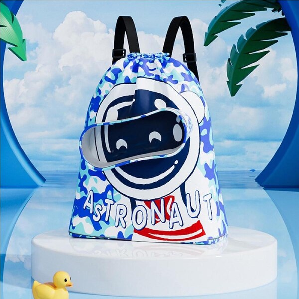 Kid's Waterproof Swimming Bag Dry Wet Separation Beam Mouth Backpack-Navy Blue S