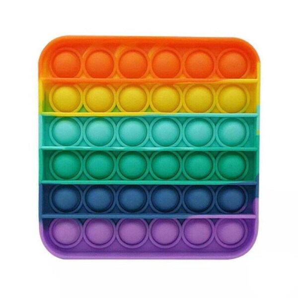 3D Multi Push Pop Its Fidget Toys Push Bubble Kids Focus Sensory Toys Pop it Game Rainbow - Square