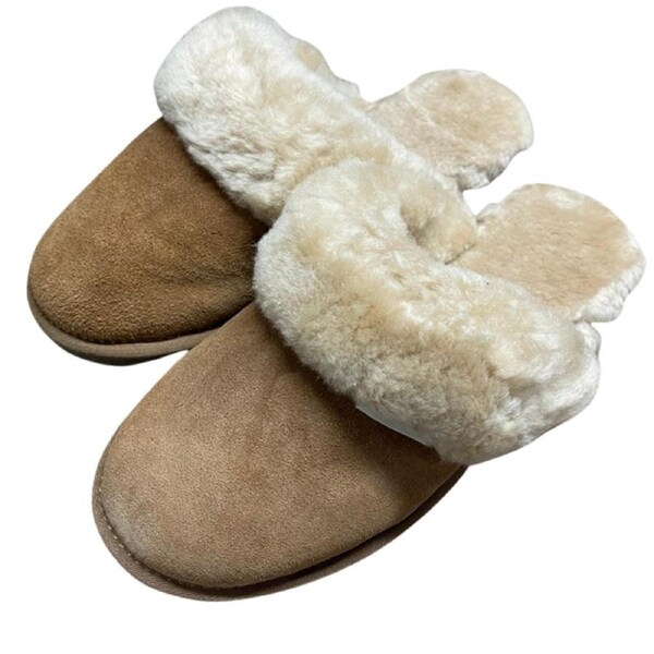 Australian Sheepskin Merino Wool Scuffs Moccasins Slippers Winter Non Slip UGG - Chestnut 6