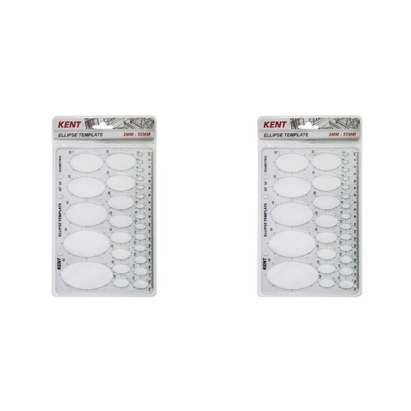 2x Kent Template Ellipse Home/School stationery Technical Drawing/Design Set