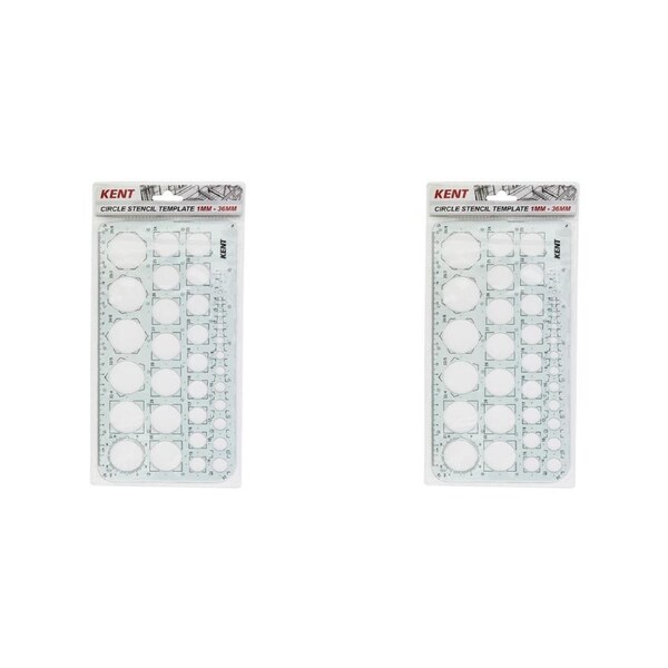 2x Kent Template Circle 1mm 36mm Home/School stationery Technical Drawing/Design