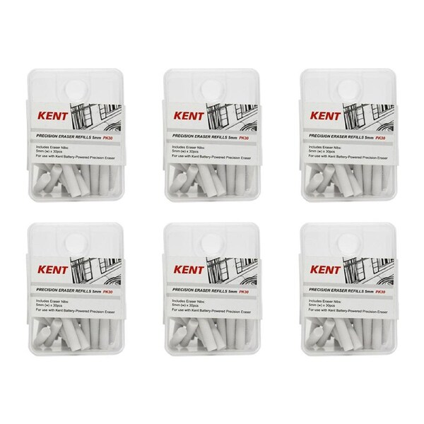 6x 30pc Kent Precision Eraser Refills 5mm Home/School Technical Drawing/Design