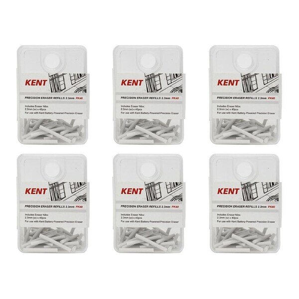 6x 40pc Kent Precision Eraser Refills 2.3mm Home/School Technical Drawing/Design