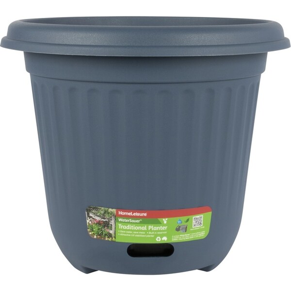 Homeleisure WaterSaver Traditional Round Planter Flower/Plant Pot 40cm Blue