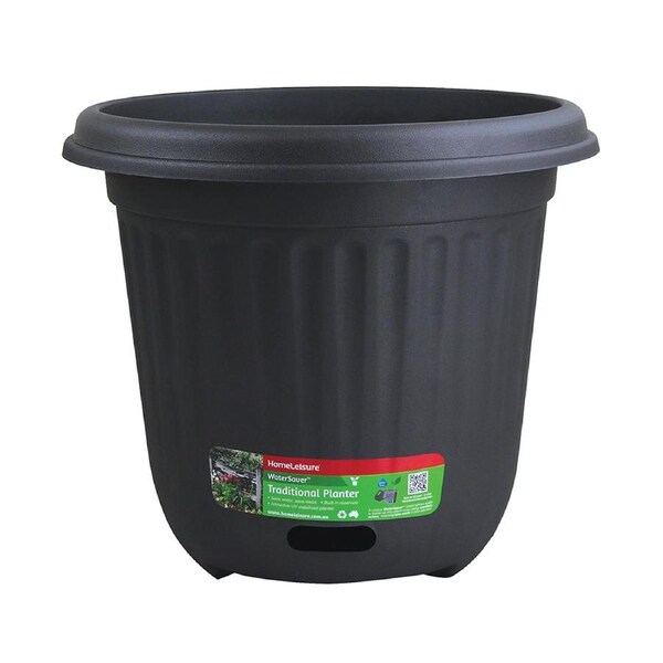 Homeleisure WaterSaver Traditional Round Planter Flower/Plant Pot 40cm Charc