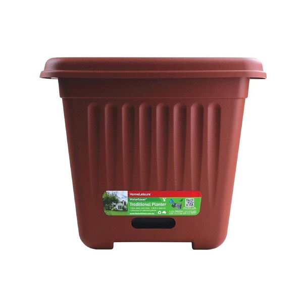 Homeleisure WaterSaver Traditional Square Planter Plant Pot 39cm Manor Red