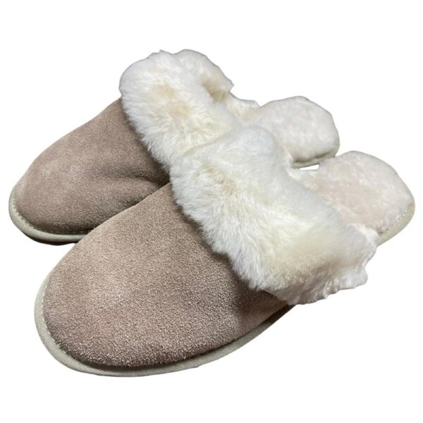 Australian Sheepskin Merino Wool Scuffs Moccasins Slippers Winter Non Slip UGG - Sand 11