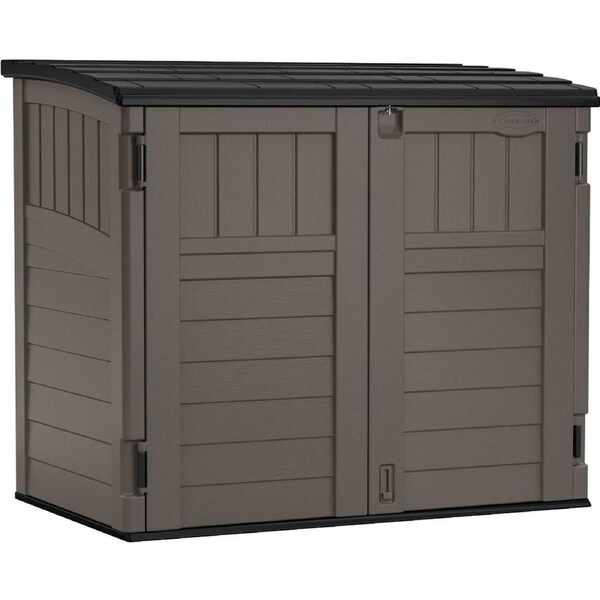 Suncast Horizontal Resin Storage Shed Outdoor Garden Store Cabin 3x4FT Stoney