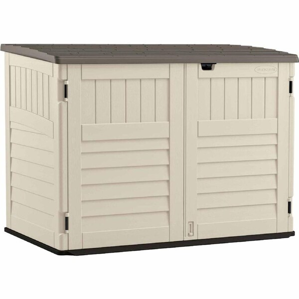 Suncast The Stow-Away Horizontal Resin Storage Shed Outdoor Cabin 4x5FT Vanilla