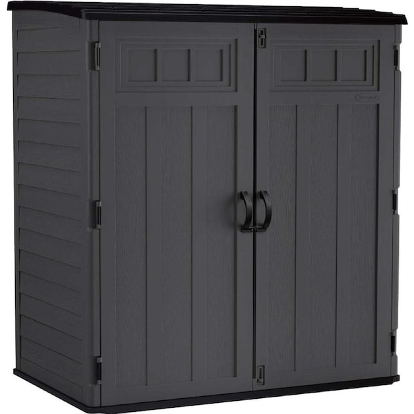 Suncast Vertical Resin Storage Shed Outdoor Cabin Extra Large 6x5FT Peppercorn