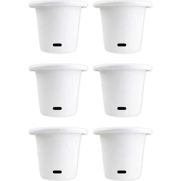 6x Homeleisure WaterSaver Round Planter Flower/Plant Pot Garden Decor 34cm White