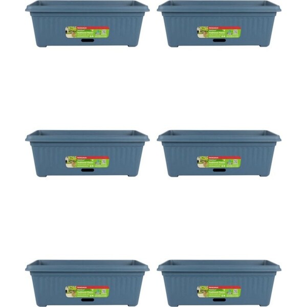 6x Homeleisure WaterSaver Traditional Rect Planter Flower/Plant Pot 48cm Blue