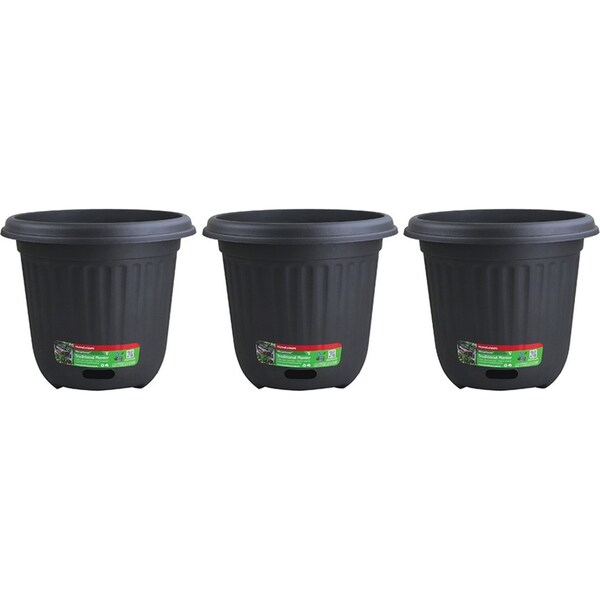 3x Homeleisure WaterSaver Traditional Round Planter Flower/Plant Pot 40cm Charc