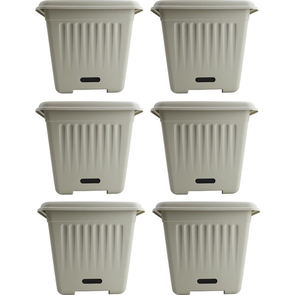 6x Homeleisure WaterSaver Traditional Square Planter Flower/Plant Pot 28cm Stone