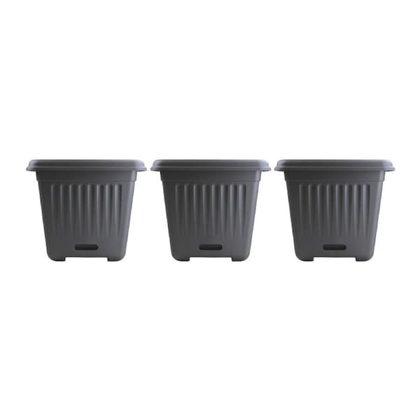 3x Homeleisure WaterSaver Traditional Square Planter Flower/Plant Pot 39cm Charc