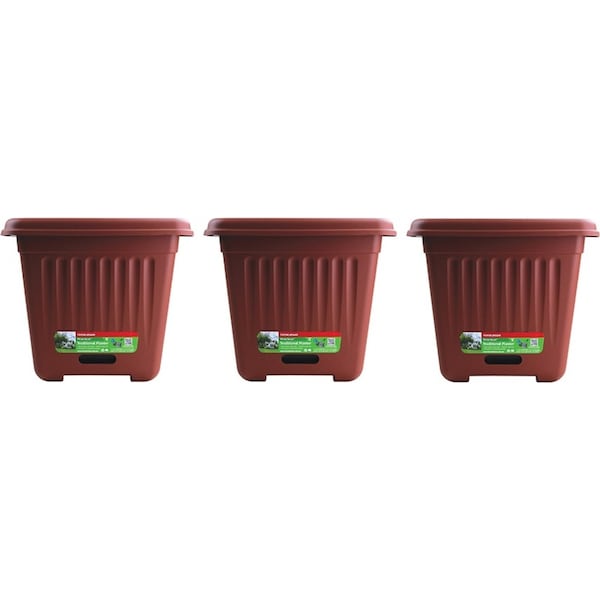 3x Homeleisure WaterSaver Traditional Square Planter Plant Pot 39cm Manor Red