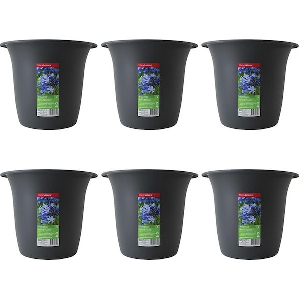 6x Homeleisure Balconia Round Planter Flower/Plant Pot Garden Decor 35cm Charc