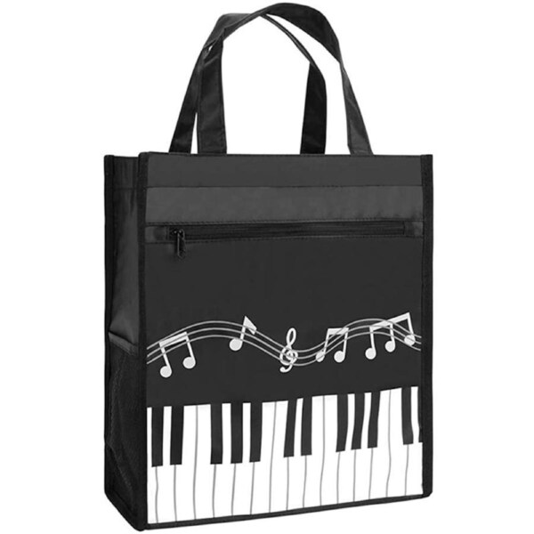 Nevenka Piano Keys Music Waterproof Oxford Cloth Handbag Shoulder Shopping Bag-Black L