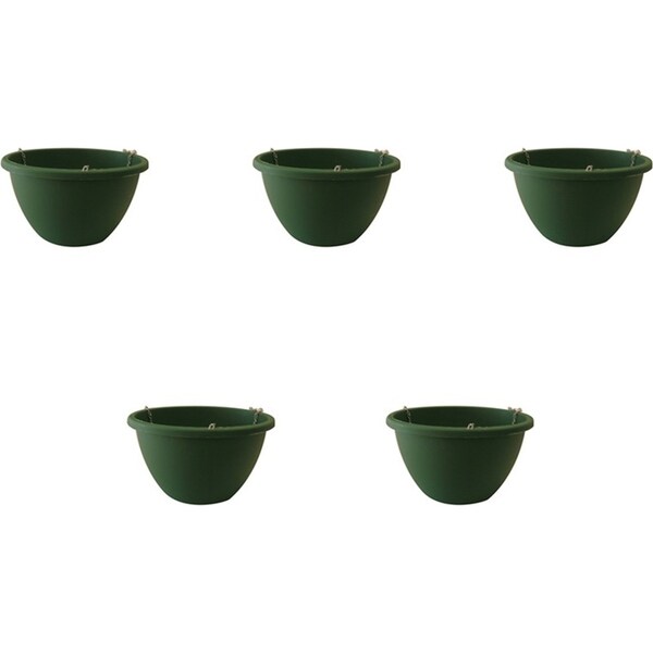5x Homeleisure Planterra Hanging Basket Planter 250mm Green Outdoor Garden Decor