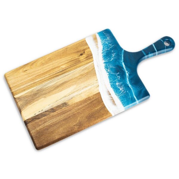 Lynn & Liana Acacia Ocean Vibes Wooden Resin Cheese Board Large Serving Platter