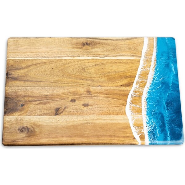 Lynn & Liana Acacia Ocean Vibes Wood/Resin Bread Durable Elegant Serving Board