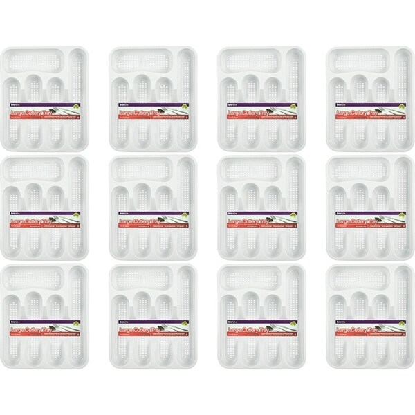12x Home Leisure Cutlery Tray Large White Kitchen Organisation Cooking Utensils