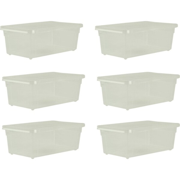 6x Home Leisure SM Shoe Box Clear Storage Laundry Cleaning Organisation