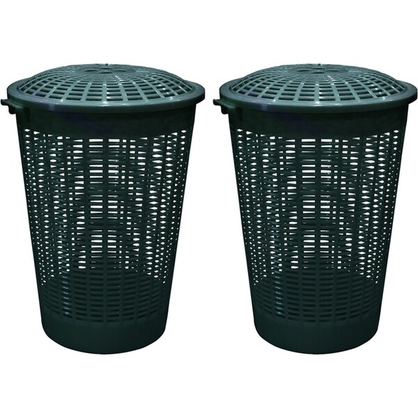 2x Home Leisure Linen Hamper 62L Grey Laundry Cleaning Home Organisation